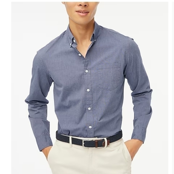 J Crew Solid Classic flex casual button down shirt Montclair Navy L TALL L0467 - Picture 1 of 9